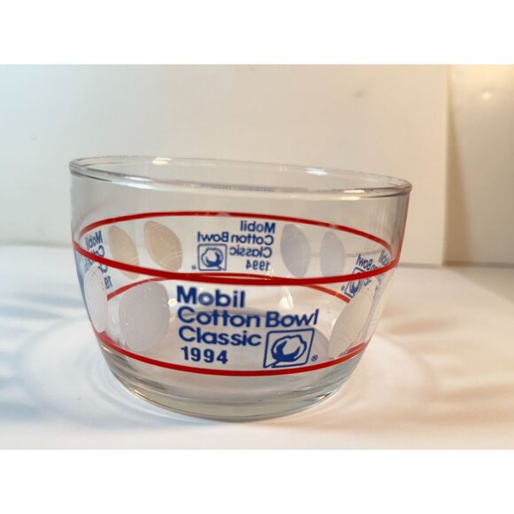 Vintage Mobil Cotton Bowl Classic 1994 Football Glass Snack Candy Cereal Bowl - Picture 2 of 8